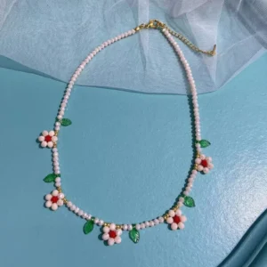 Colorful Daisy Flowers Beaded Choker Necklace Handmade Charm Clavicle Choker Necklace for Women Summer Beach Boho Jewelry - Style 2